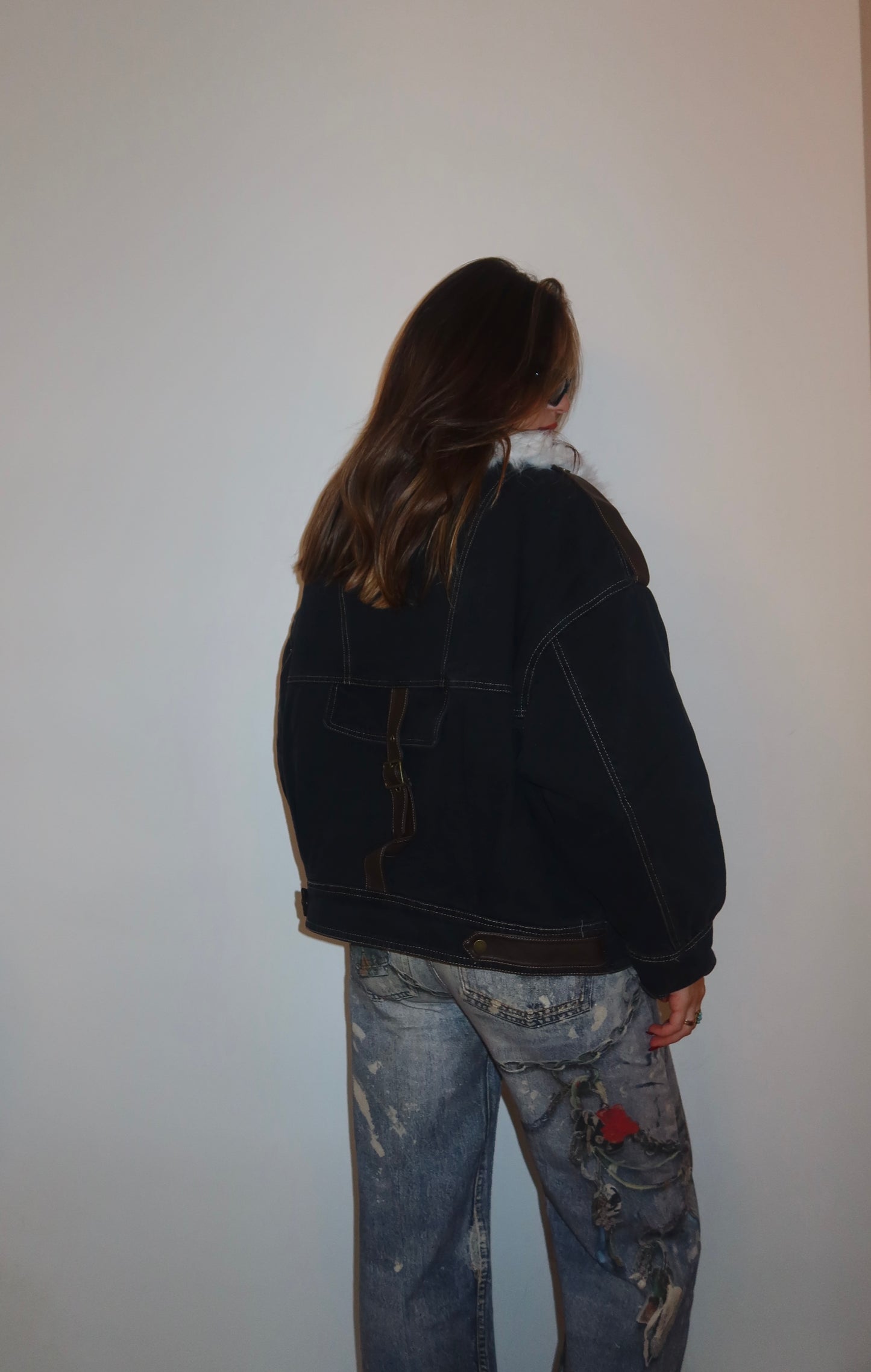 Jacket in jeans ed ecopelliccia