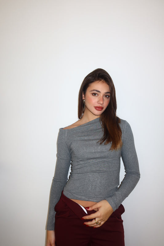 Maglia basic cotone grigia